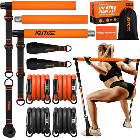 Pilates Bar Kit with Resistance Bands, Portable Pilates Equipment