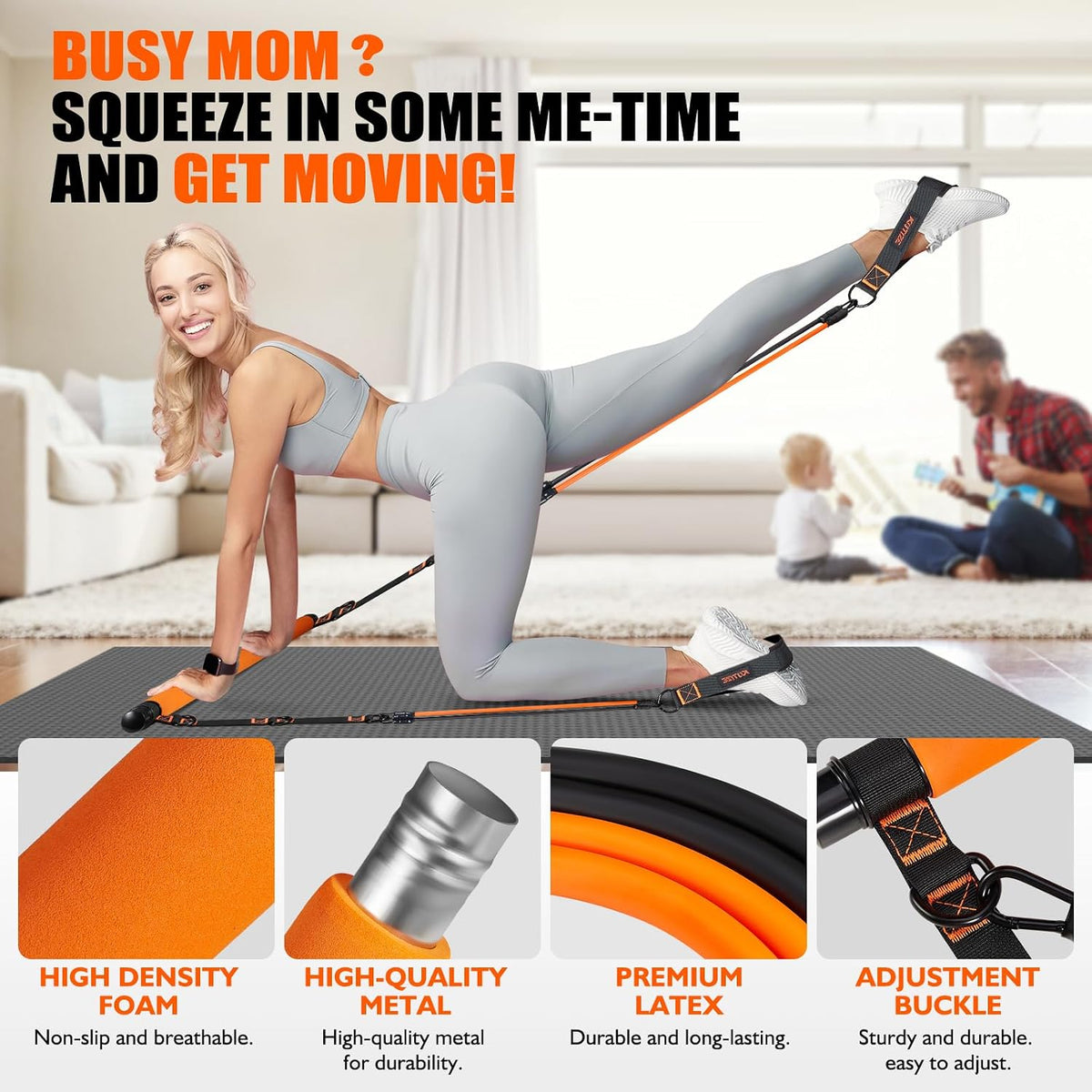 Pilates Bar Kit with Resistance Bands, Portable Pilates Equipment