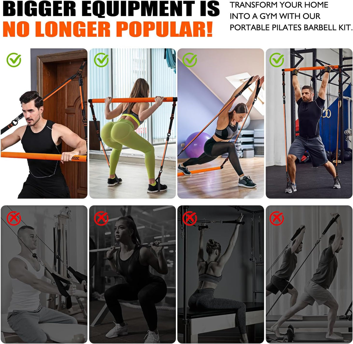 Pilates Bar Kit with Resistance Bands, Portable Pilates Equipment