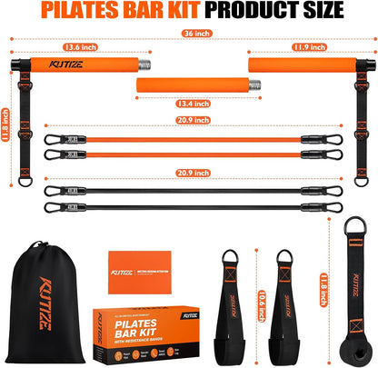 Pilates Bar Kit with Resistance Bands, Portable Pilates Equipment