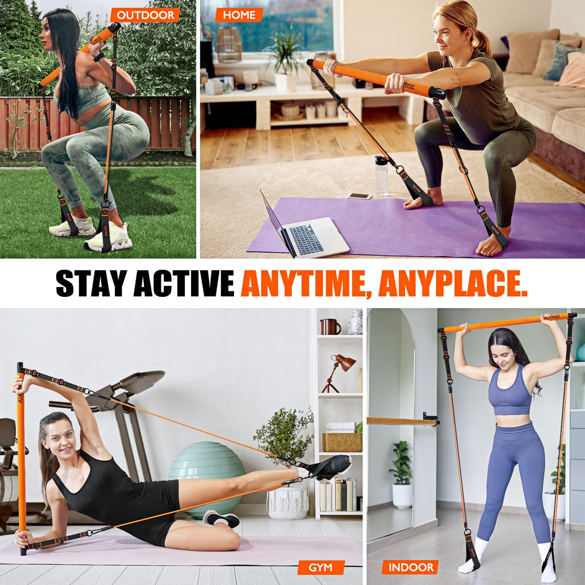 Pilates Bar Kit with Resistance Bands, Portable Pilates Equipment